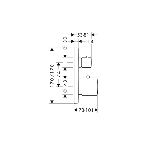 Hansgrohe-Thermostat-UP-Axor-Citterio-M-Hebelgriff-technische-Zeichnung