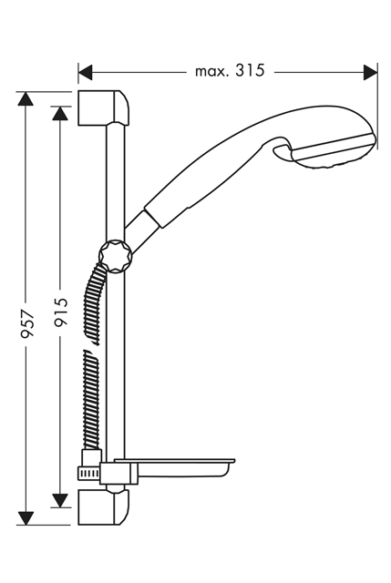 Hansgrohe Croma 2jet Duschset Armatur - technische Zeichnung