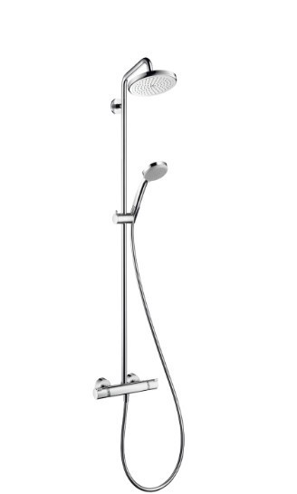 Hansgrohe Croma 220 Showerpipe EcoSmart Brausearm 400 mm schwenkbar 27188000 Hansgrohe croma Showerpipe Brausesystem mit Kopfbrause und Handbrause